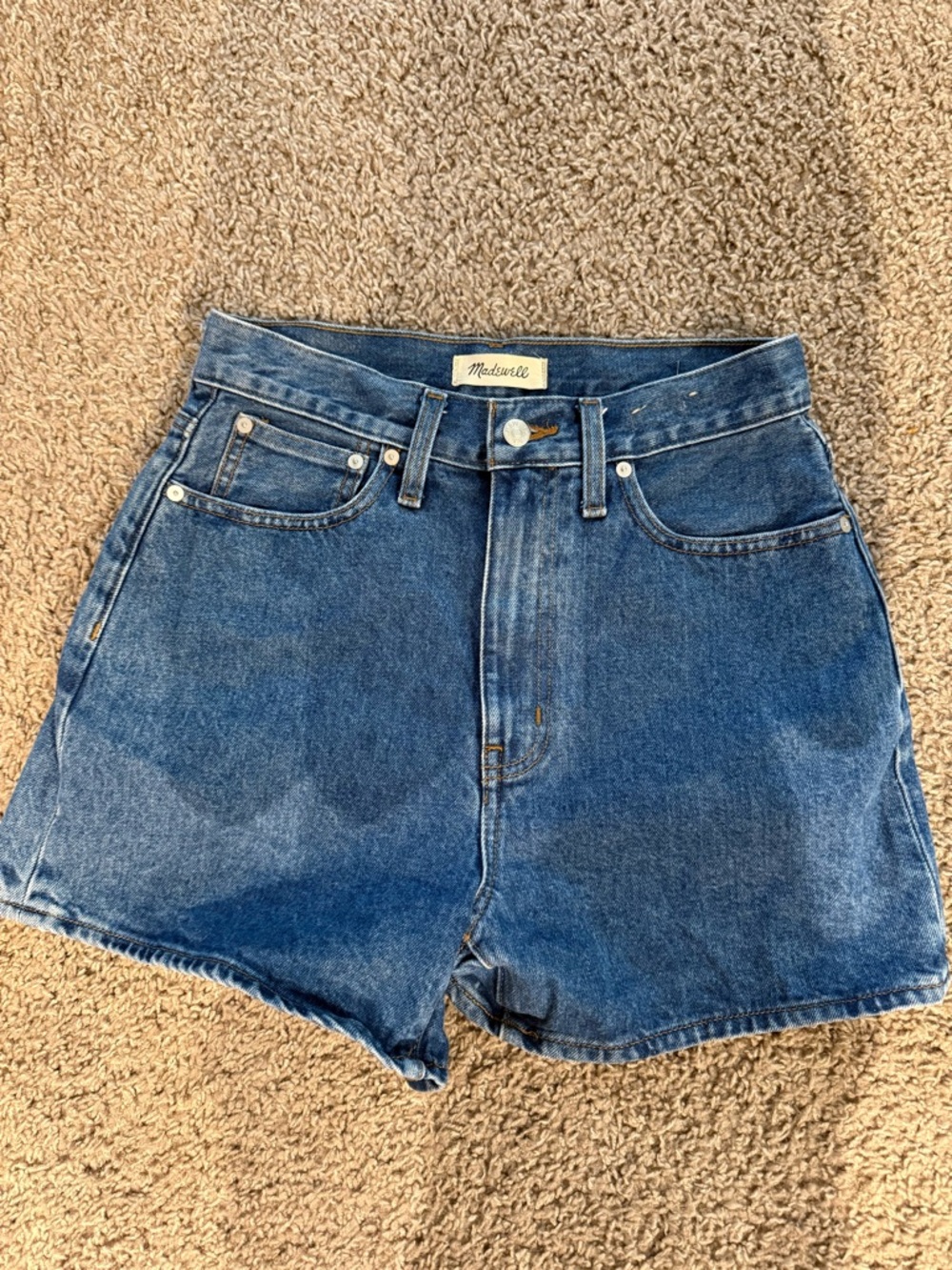 Madewell High-Rise Denim Cutoff Shorts in Blue